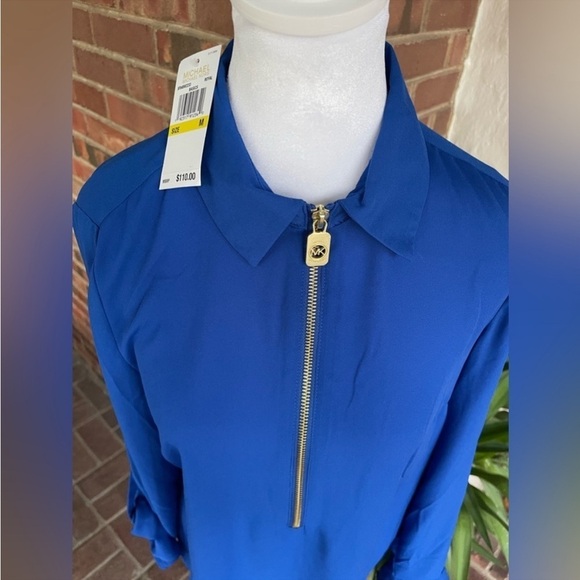 NWT - Michael Kors Women’s Lightweight Half-Zip Blouse (Royal Blue, Medium) - Picture 4 of 5